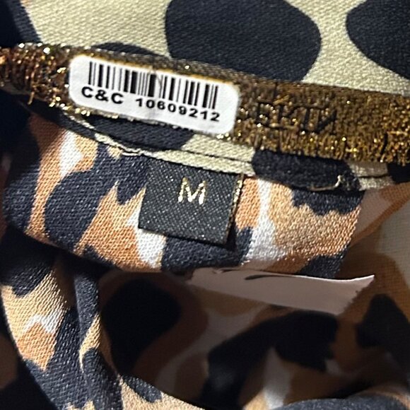 Womens Kobi Halperin Black Brown Silk Blend Animal Print Blouse Top M - Picture 10 of 11